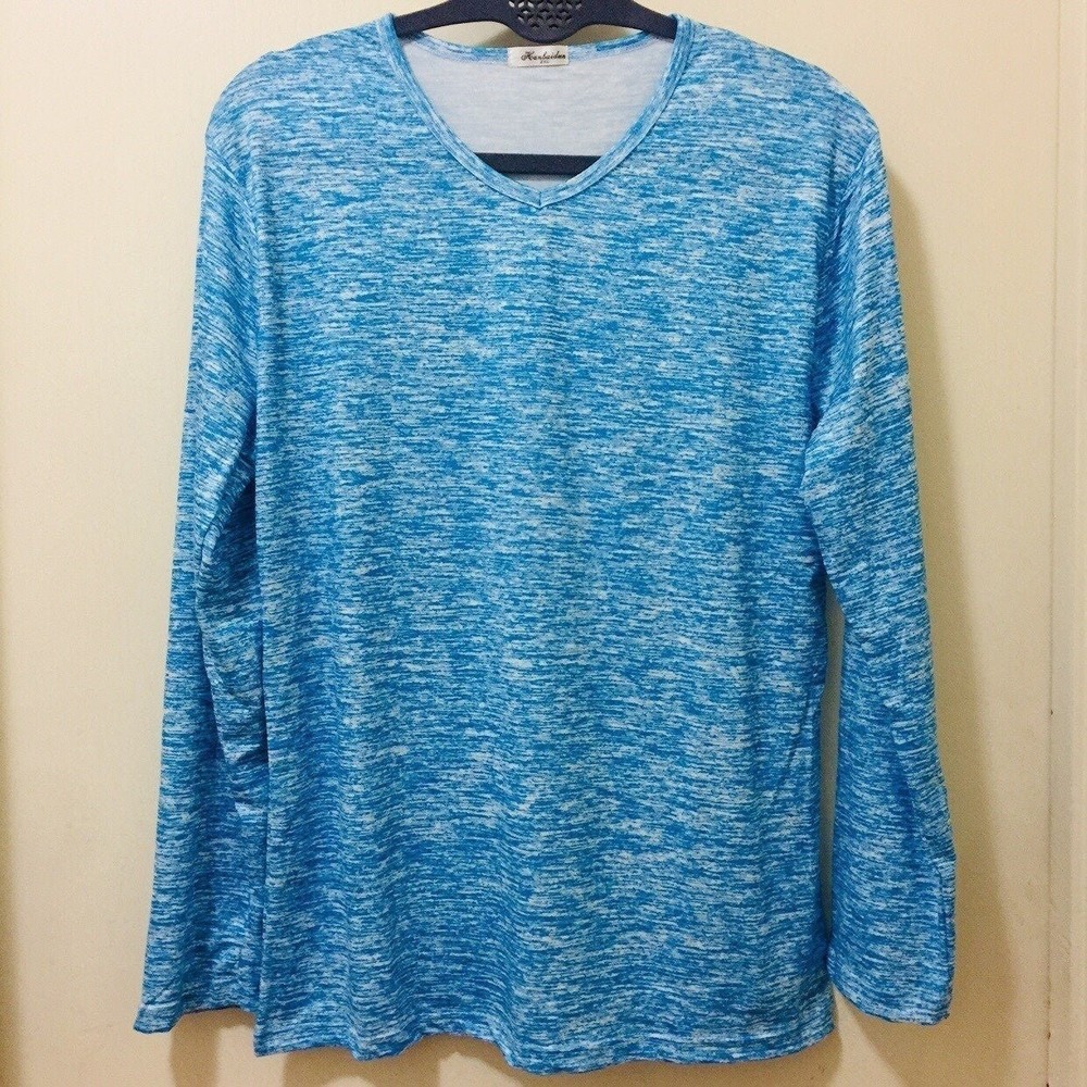 Long Sleeve Athletic Shirt Aqumarine Blue by Hanbaidun